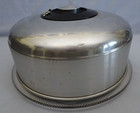 Vintage 1950s Kromex Cake Cover Saver Dome W  Original Glass Plate - Black