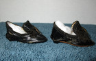 Antique Oil Cloth Doll Shoes W  Heel Size 4   Bisque Head German French  