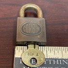 Antique Vtg Small Brass Corbin Padlock Y 418 Lock W  Original Key 1    Wide Usa