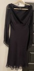 Bcbg Silk Sheer Bell Sleeve Dress Vintage Y2k Sexy  Goth 12     
