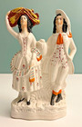 Antique Mid-19th Century Staffordshire Harvest Couple Figurine     12 75    Tall
