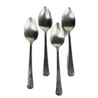 4 Place Oval Soup Spoons Wm A Rogers Oneida Sectional Lido Pattern Silverplate 