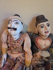 2 Antique Vintage Burmese Wood Marionette String Puppet Burma Dolls Thai
