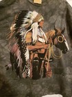 The Mountain Native American Man  Horse T Shirt Xl Green Tie-dye Vintage 1997