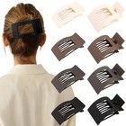 Flat Hair Clips For Women Girls  2 Styles 8 Pcs Lay Flat Claw Coffee Brown