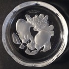 Val St Lambert Brussels Coasters  Intaglio Lead Crystal  3 1 2   Belgium  4pcs