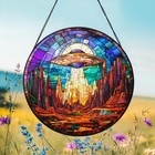 Ufo Stained Glass Suncatcher  Alien Ufo Window Hanging  Ufo Art Home Decor