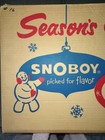 Vintage Snowboy Snowman Seasons Greetings Gift Box Rare 20 25  X 12 5  X4