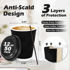 12 Oz Disposable Coffee Cups With Lids  50 Pack Insulated Hot Cups To Go Paper C