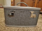 Train Case Makeup Cosmetic Rare Vintage Gray Silver Luggage Suitcase Mirror