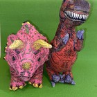 Vtg Applause Red T Rex Dinosaur Plush   Pink Triceratops Stuffed Animal Lot