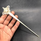 Old Tibetan Silver Inlaid White Jade Silver Hairpin