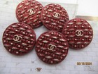 Chanel 4 Blood Red Gold Tone Metal  Cc Logo Front  Buttons 22 Mm under 1   Lot 4
