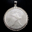 Coin Pendant 2025 1 Oz American Silver Eagle Dollar Sterling Silver Rope Bezel