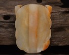 Chinese Antique Tang Dy Hetian Ancient Jade Carved Beast Mask Jade Belt Buckle