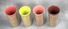 1950 s Vintage Mid Century Modern Burlap Plastic Multicolor Tall Tumblers 0142
