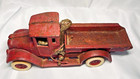 1930s Arcade Mfg Co  Signed Heavy Cast Iron Red Dump Truck White Rubber Wheels