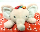 Levtex Elephant Peach Pink Floral Baby Blanket Lovey Soother Security Blankie