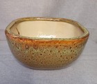 Vintage Vietnamese Flower Planter Pottery Drip Glazed Brown Green Rust Bowl
