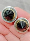 Vintage Sterling Amethyst Black Onyx Art Deco Revival Post Dangle Earrings 2 5 