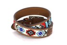 Embroidery Western Kids Belt Coffee Aztec Unisex Fabric Blue Western Wasit 24-28