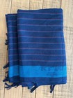 Klm Airlines Blanket Blue Red Stripe With Fringe Opened