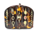 Antique Victorian English Faux Tortoise Shell Silver Inlay Coin Compact Purse