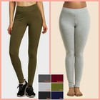 Women Soft Stretch Cotton Basic Full Long High Waist Yoga Fitness Gym Leggings 
