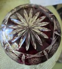 Antique French Ruby Cut To Clear Crystal Newel Post Finial- 19c Boule D escalier