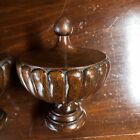 Pair Of Antique Massive Oak Finials  9 1 2  Tall  7  Wide