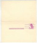 1962 Abe Lincoln Attached Paid Reply Postal Card Uy18 Fluegel Illinois