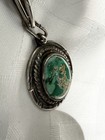 Vintage 1970   s Green Turquoise Sterling Silver Chain 20    1oz H Signed