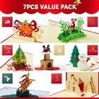 7 Pack Pop Up Christmas Cards  3d Greeting Cards With Unique Designs And Envelop