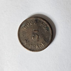 Vintage 5 Cent Brass Trade Token 20mm