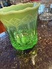Rare Antique Vaseline Glass Paneled Jar Vintage From 1940s Rare Find