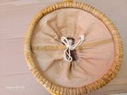 Nantucket Woven Basket Style Round Beige With Handle Clothe Interior W 4 Pockets