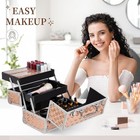 Portable Makeup Train Case Cosmetic Organizer 2-tier Storage Kit For Beauty