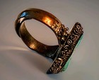 Antique Native American Navajo Silver   Turquoise Adjustable Ring Size 9  - 