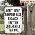 Vintage Don   t Judge Metal Tin Sign Inspirational Wall Art Farmhouse boho Decor