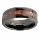 Tungsten Carbide 8mm Wedding Band Black Plated Camouflage Inlay Ring