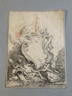 Antique Engraving Etching 19th Century Rococo Rocaille Style Old 18th