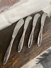 4 Towle Sterling Rose Solitaire Flatware Butter Spreaders- 7in  1    6in  3  Vtg