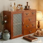 Vintage Solid Wood Apothecary Cabinet  6 Drawers   2 Compartments  Label Slots
