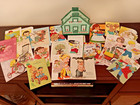 Plastic Canvas Needlepoint House Napkin Holder With 21 Vintage Greeting Cards