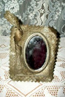Victorian Vanity Beveled Mirror Shaving Pewter Silverplate Antique Rare Standing