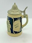 Antique 6  German Beer Stein Mug Souvenir With Pewter Lid 1 8 Liter Lustig Lied