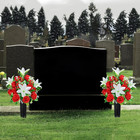 Lalamona Artificial Cemetery Flowers With Vase  Set Of 2 Rose Lily Bouquet Grave