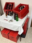 16 Oz  Flip Top Beer Bottles With Wooden Cases  Clean And Well Maintained 