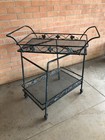 Vintage Wrought Iron Bar Cart Server Woodard Meadowcraft Original Paint