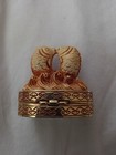 Vintage Est  e Lauder Cinnabar Solid Perfume Compact Featuring Kissing Koi Fish